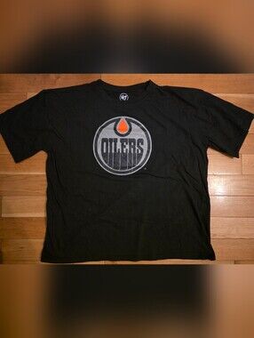 '47 Edmonton Oilers Black T-Shirt with Orange Accent